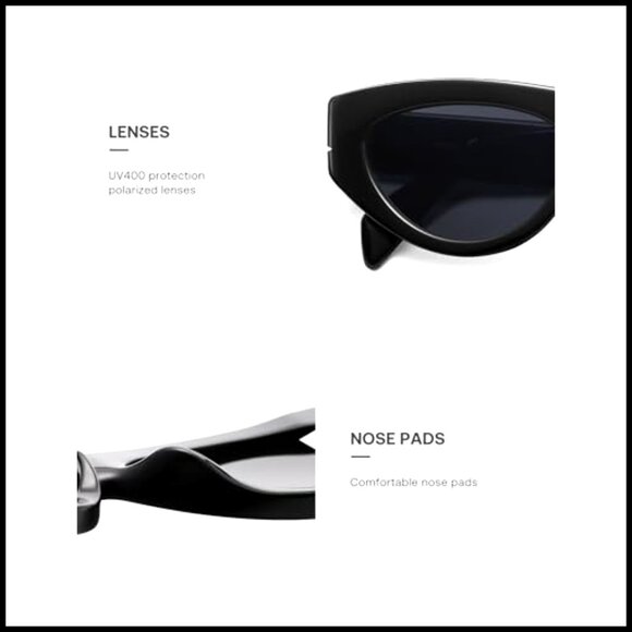 Polarized Cat Eye Sunglasses Retro Vintage 90s Style UV400 Protection